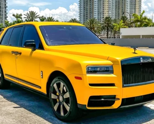 Yellow Rolls-Royce Cullinan Rental in Miami 3